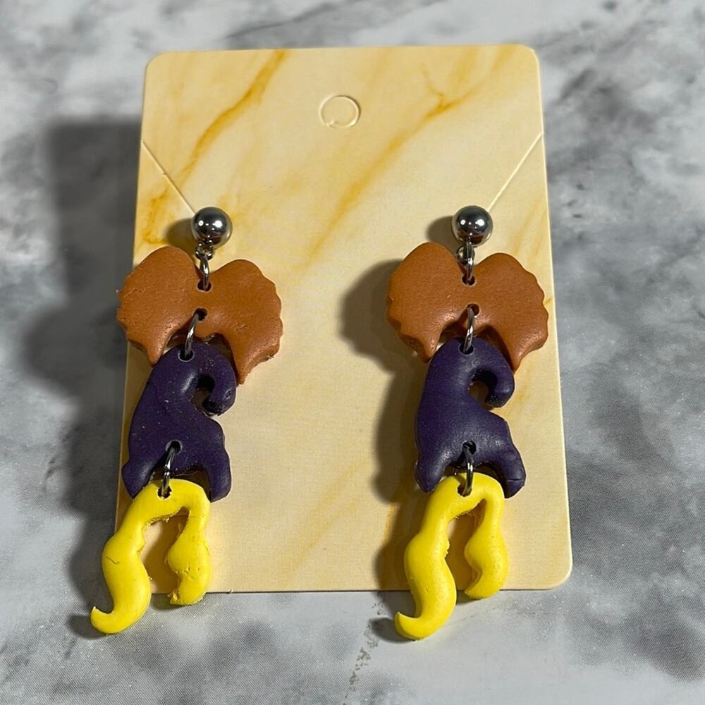 Handcrafted Halloween Witch Sisters Dangle Earrings NWT